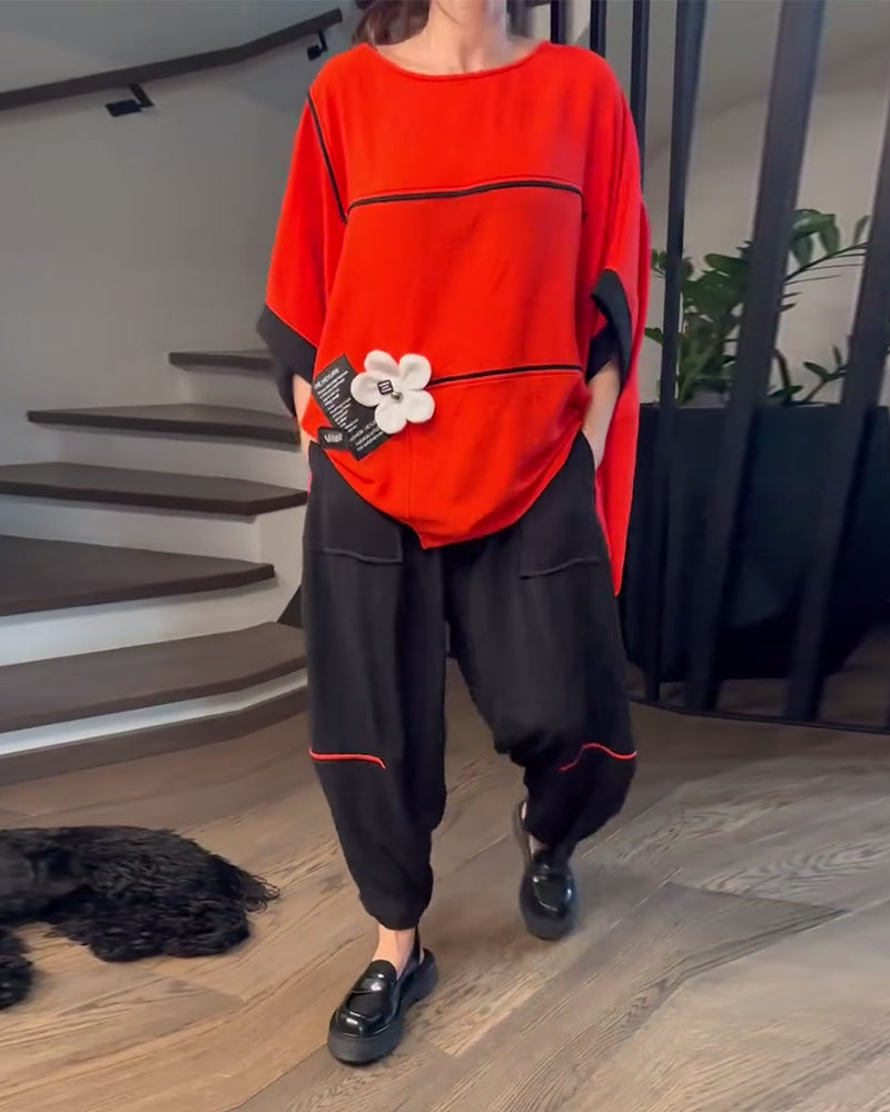 Set Bloomers Amples Casual Color-Blocking