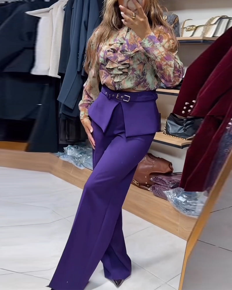 Pantalon Élégant Droit Costume