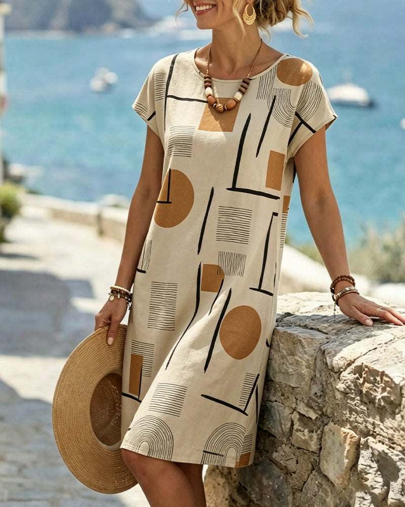 Robe Géométrique Imprimé Ample T-Shirt