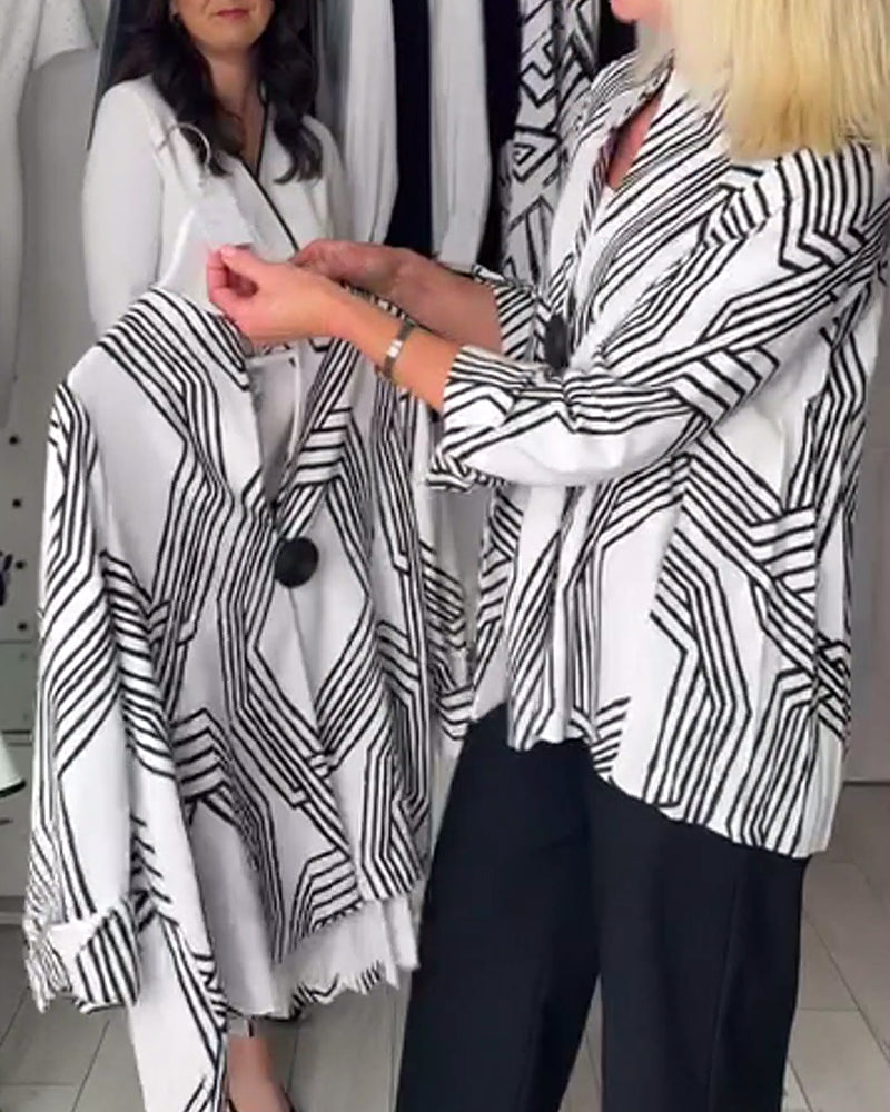 Haut décontracté plissé à imprimé contrasté