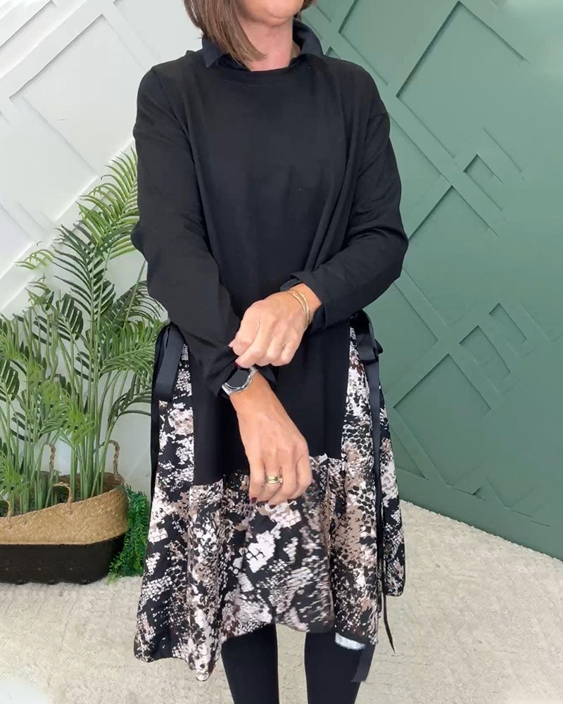 Robe Élégante Col Rond Détail Noué