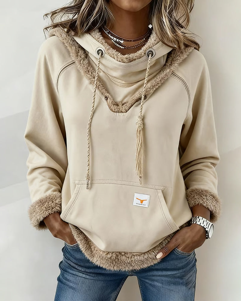 Sweat À Manches Longues À Détails Patchwork Et Poche