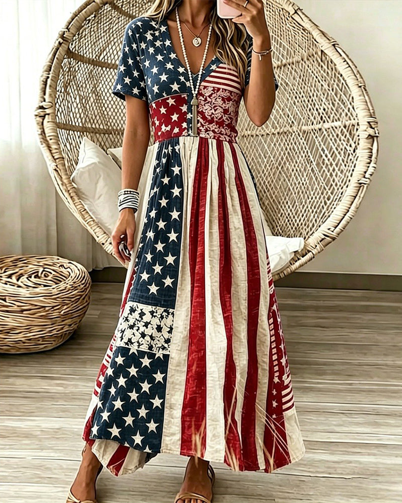 Robes Étoiles Et Rayures Patchwork Taille Cintrée