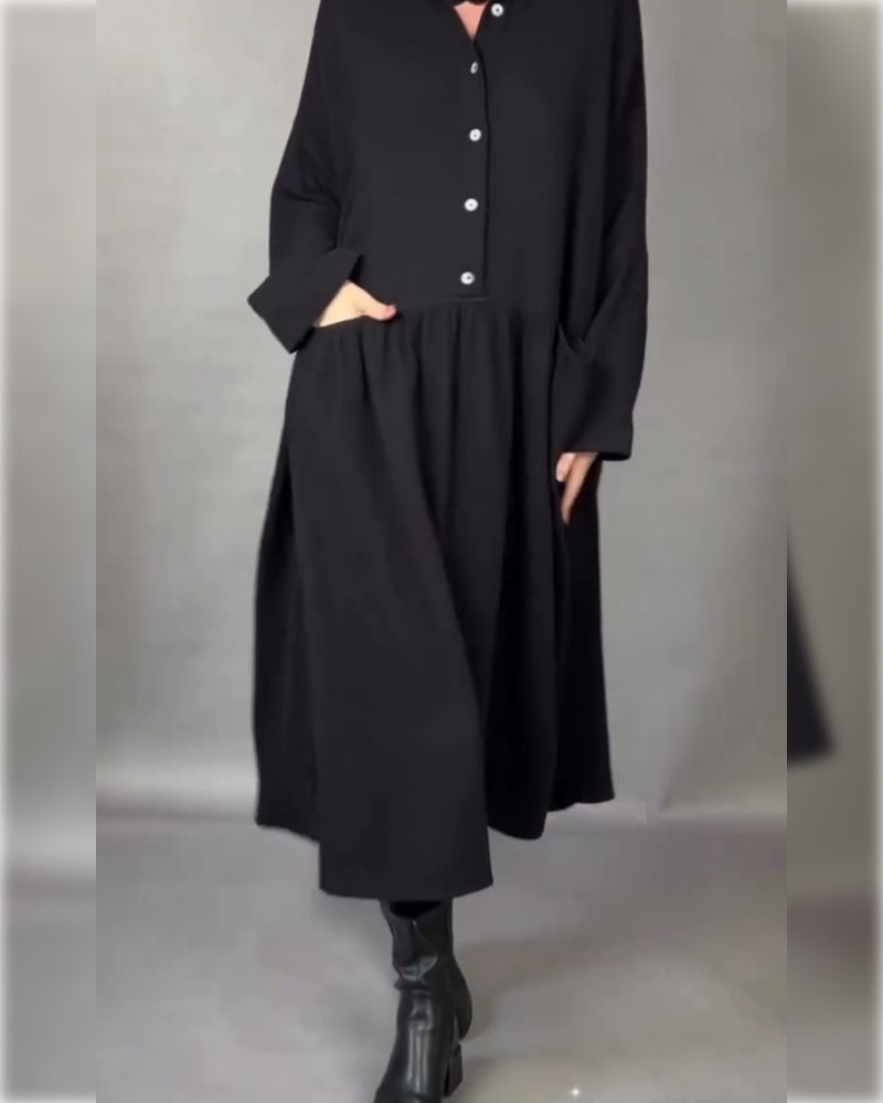 Robe Oversize En A Avec Col À Boutons