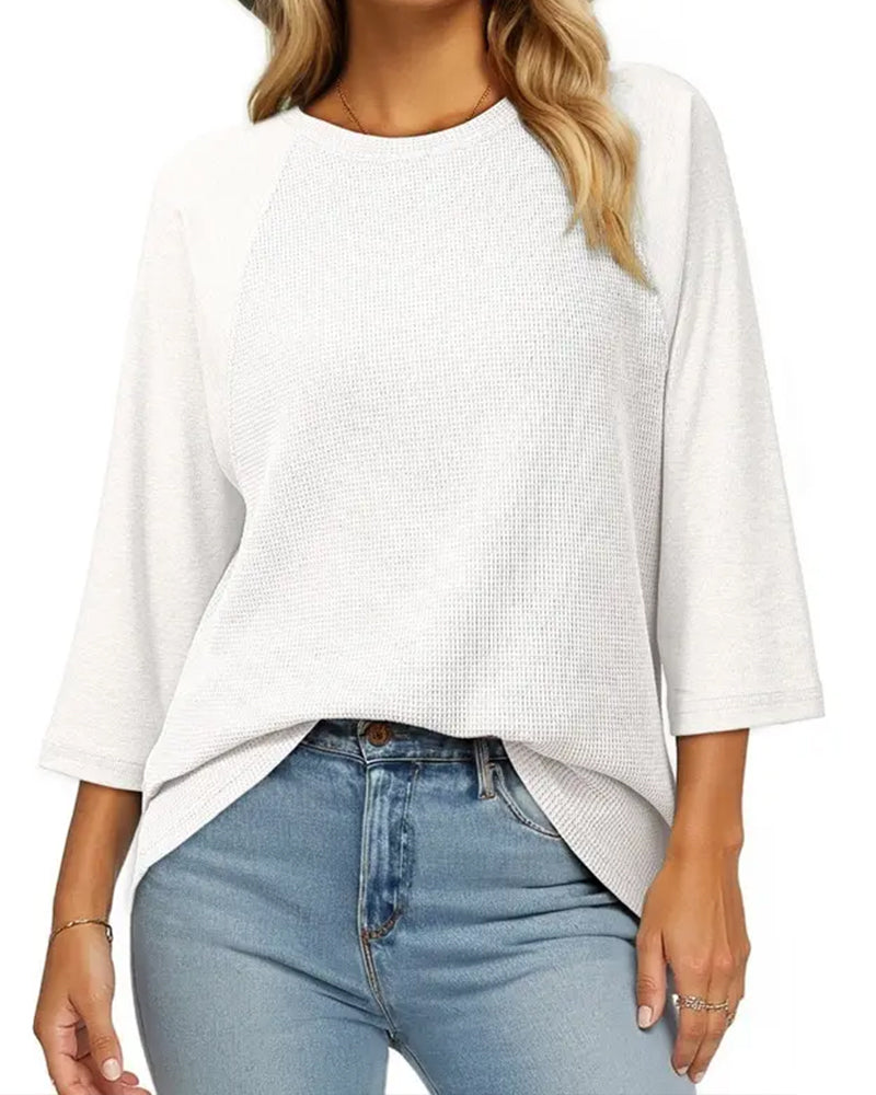 T-Shirt Uni Manches Trois Quarts