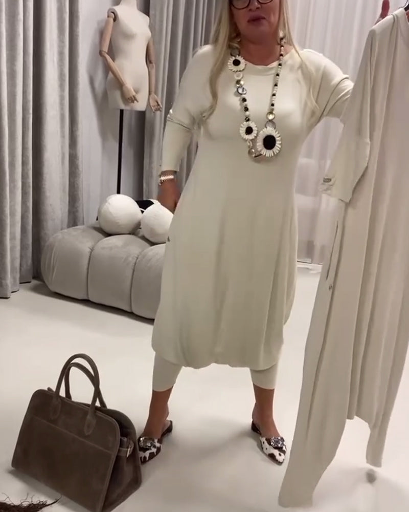 Combinaison Unie À Manches Longues Décontractée