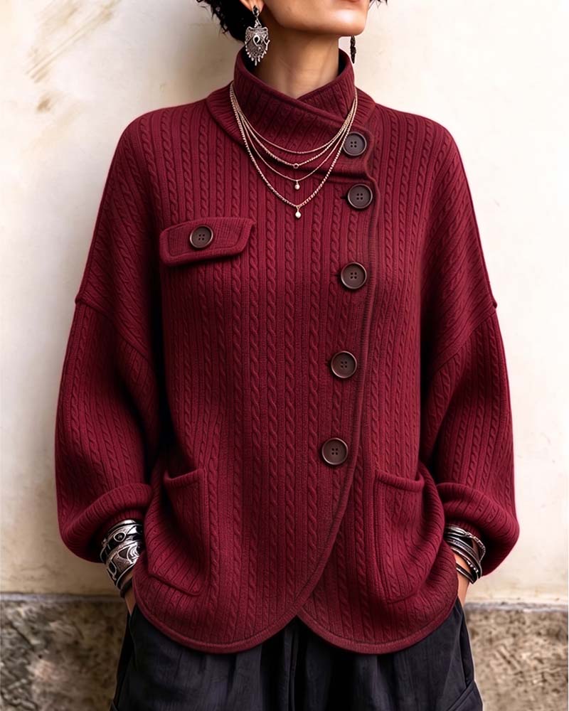 Manteau Simple Boutonnage Fente Ourlet