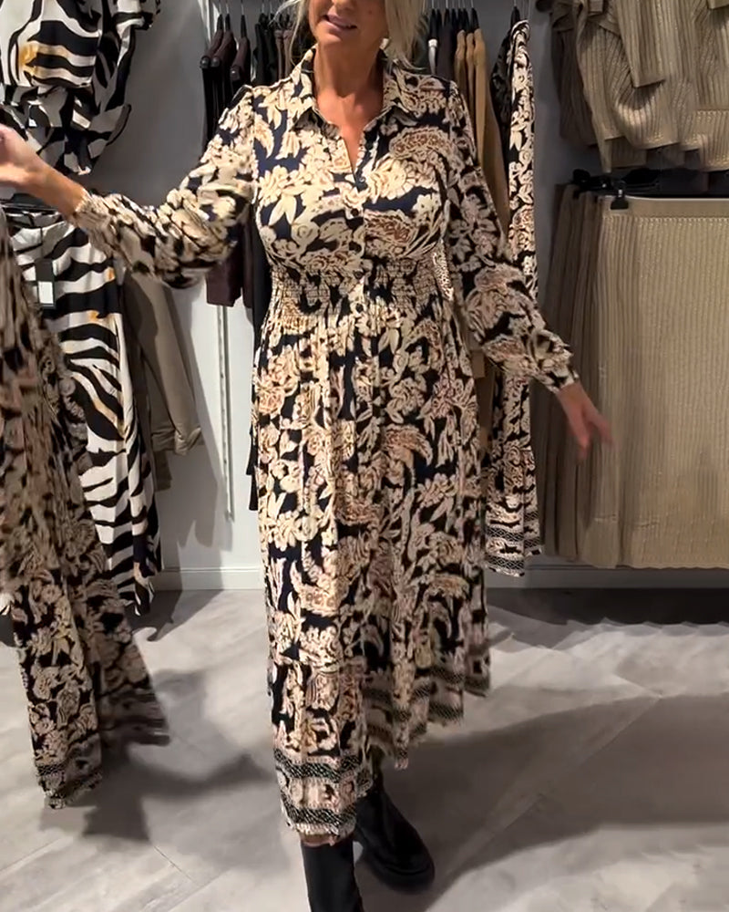 Robe De Mode À Col À Revers Imprimée