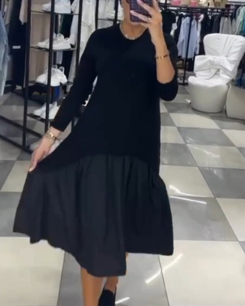 Robe patchwork décontractée avec volants