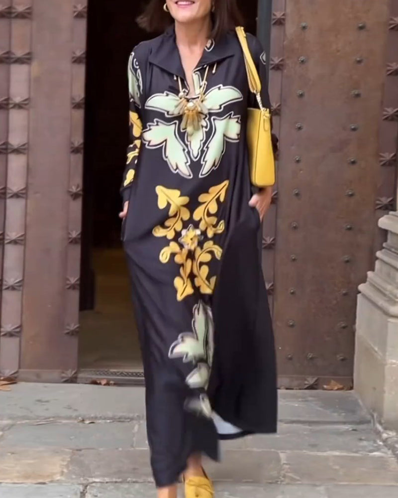 Robe de mode imprimée à revers