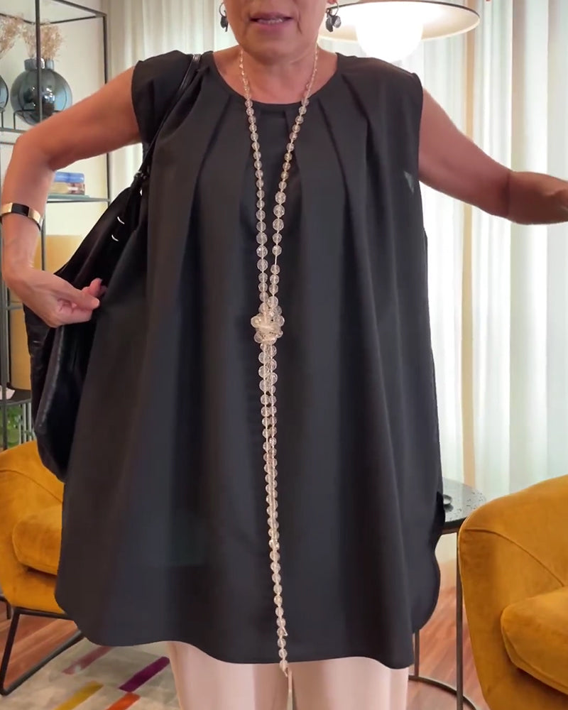 Débardeur Plissé Sans Manches Large