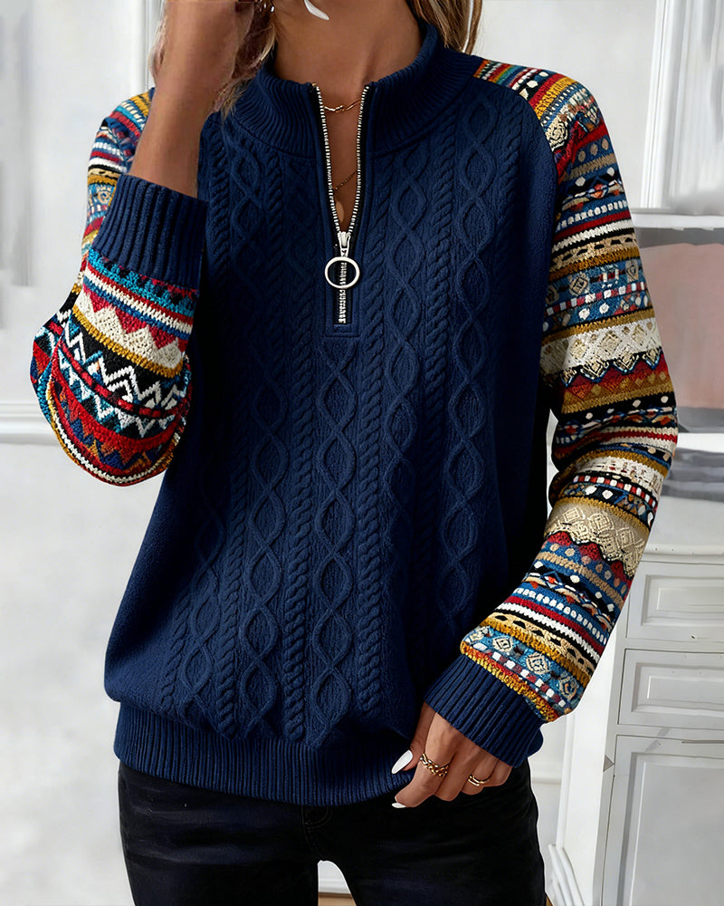 Sweat À Demi-Fermeture Éclair Et Coupe De Couleur