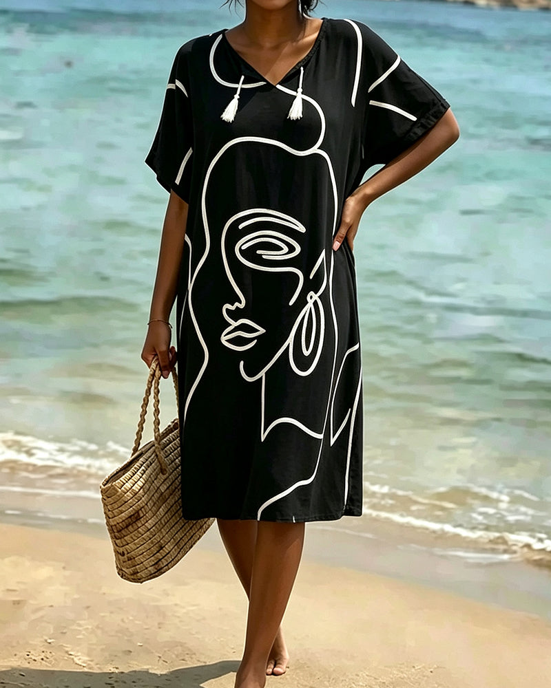 Robe Col V Manche Courte Droit