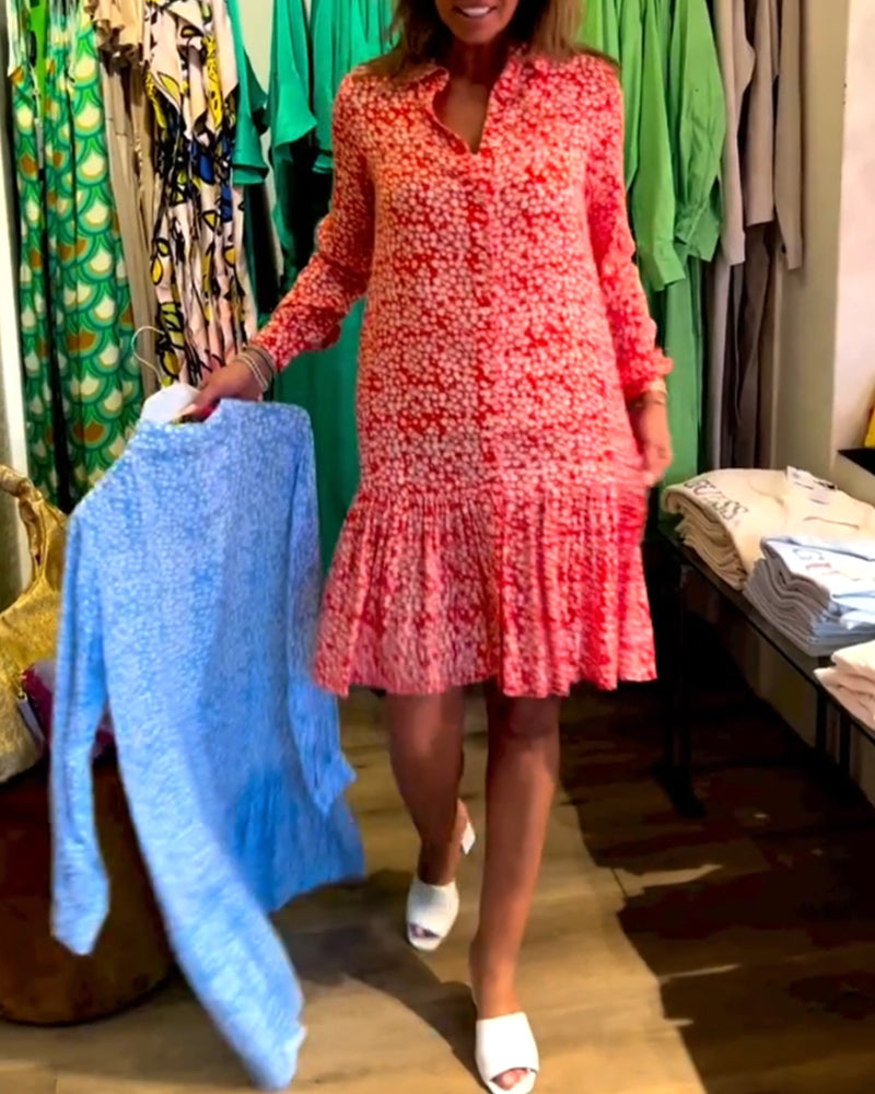 Robe à col en V et imprimé floral