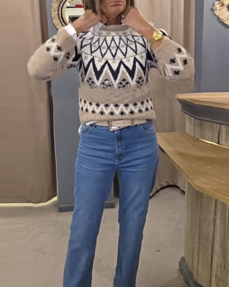 Pull Géométrique Jacquard Grosse Maille