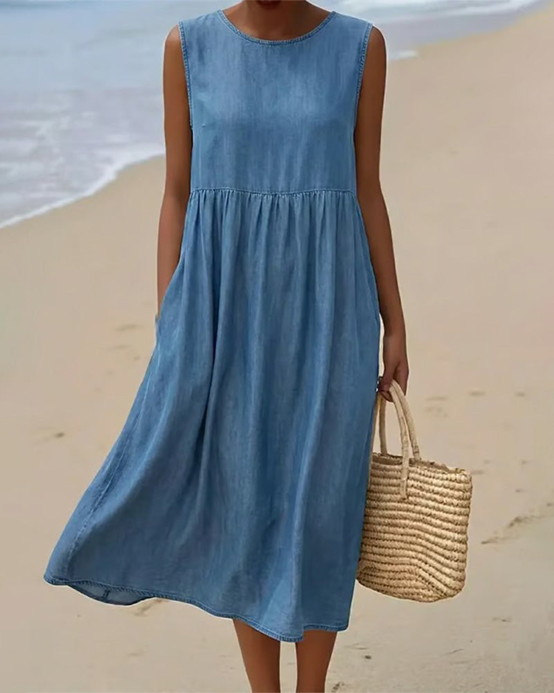 Robe Sans Manches Décontractée Jean
