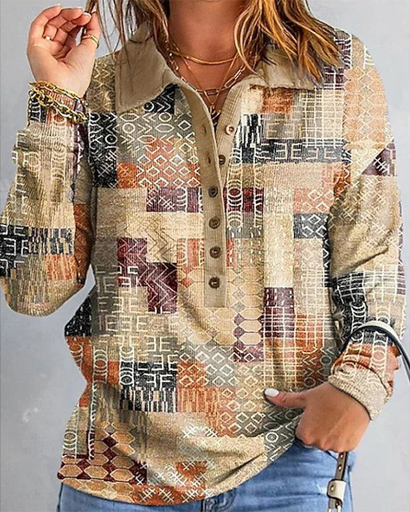 Sweat-shirt décontracté imprimé à manches longues