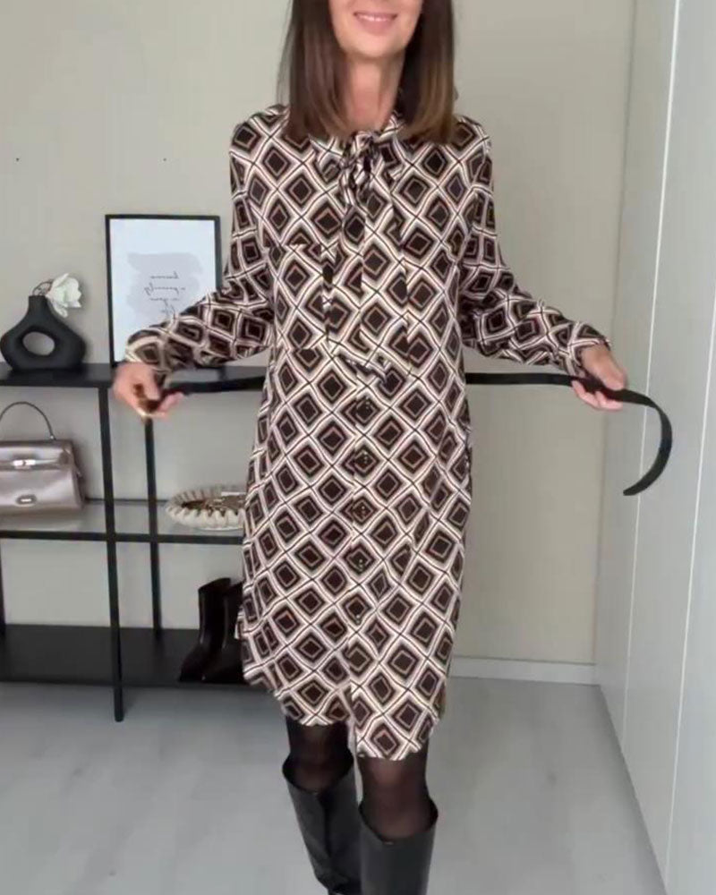 Robe À Revers Imprimé Losanges