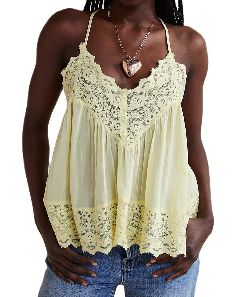 Top À Bretelles Uni En Dentelle