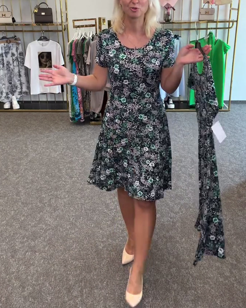 Robe Élégante Taille Fine Imprimée