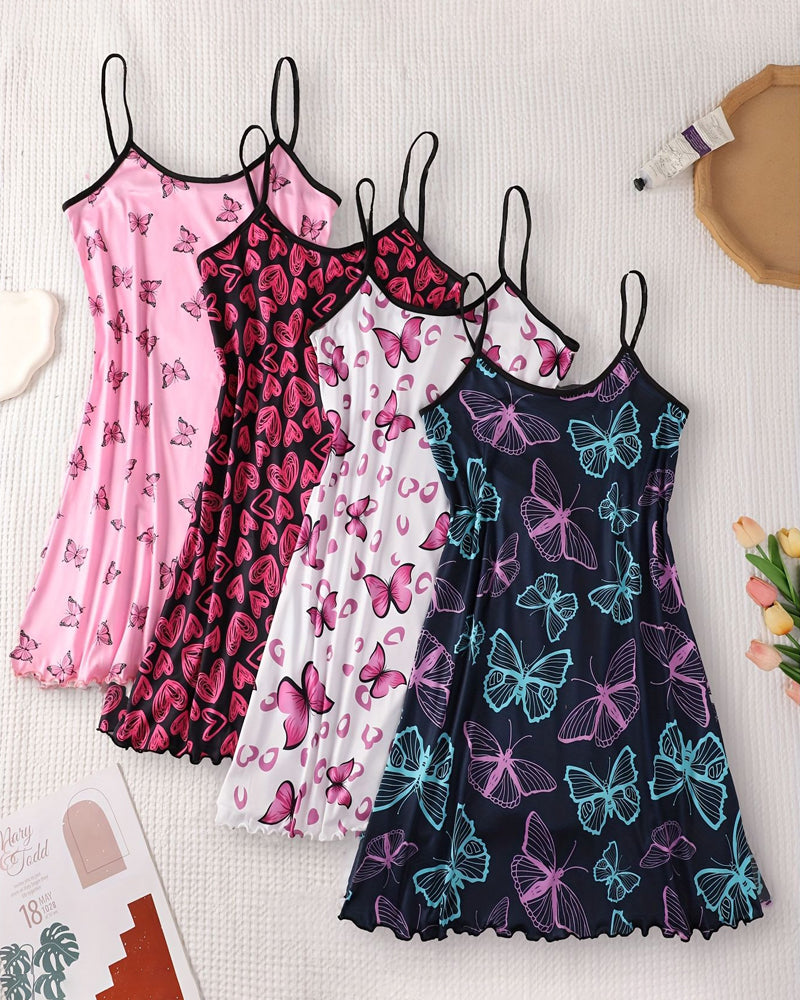 Robe De Nuit Bretelles Spaghetti Imprimé