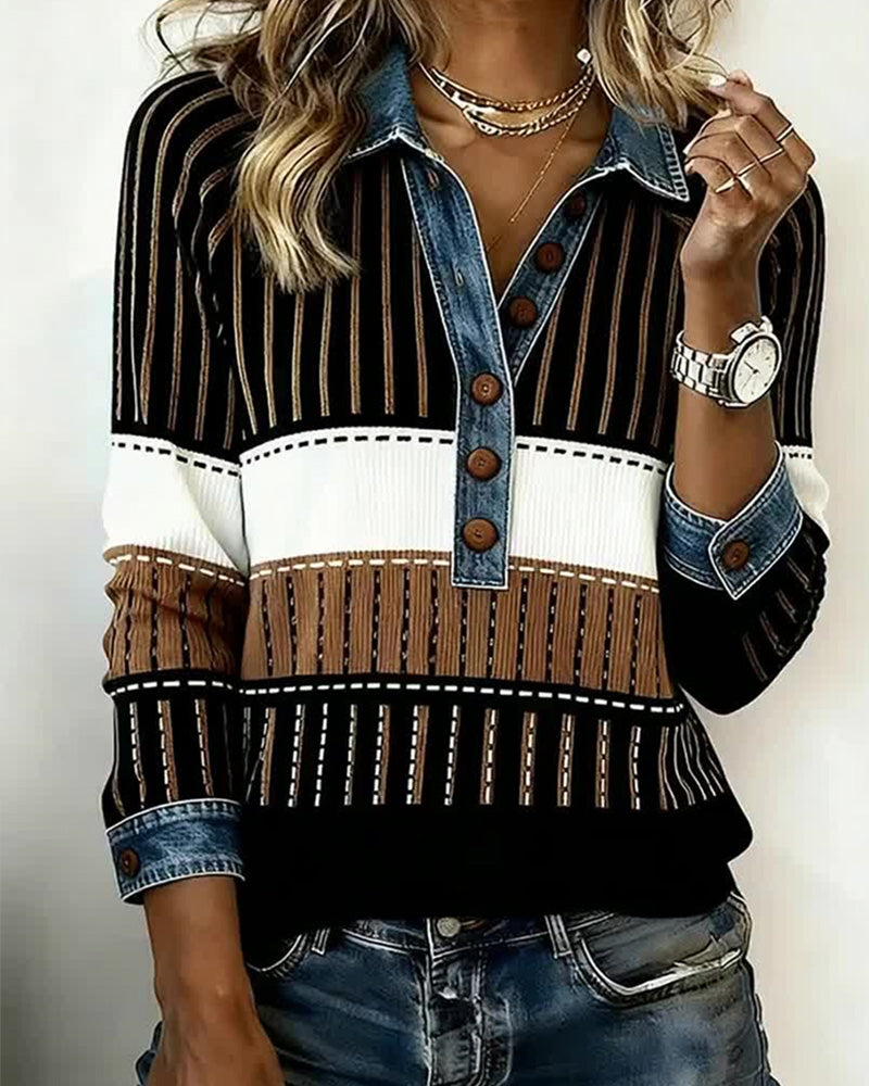 Un Sweat Polyvalent Color-Block À Col Boutonné