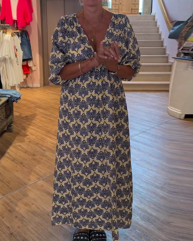 Robe Vintage Profond Col V Floral