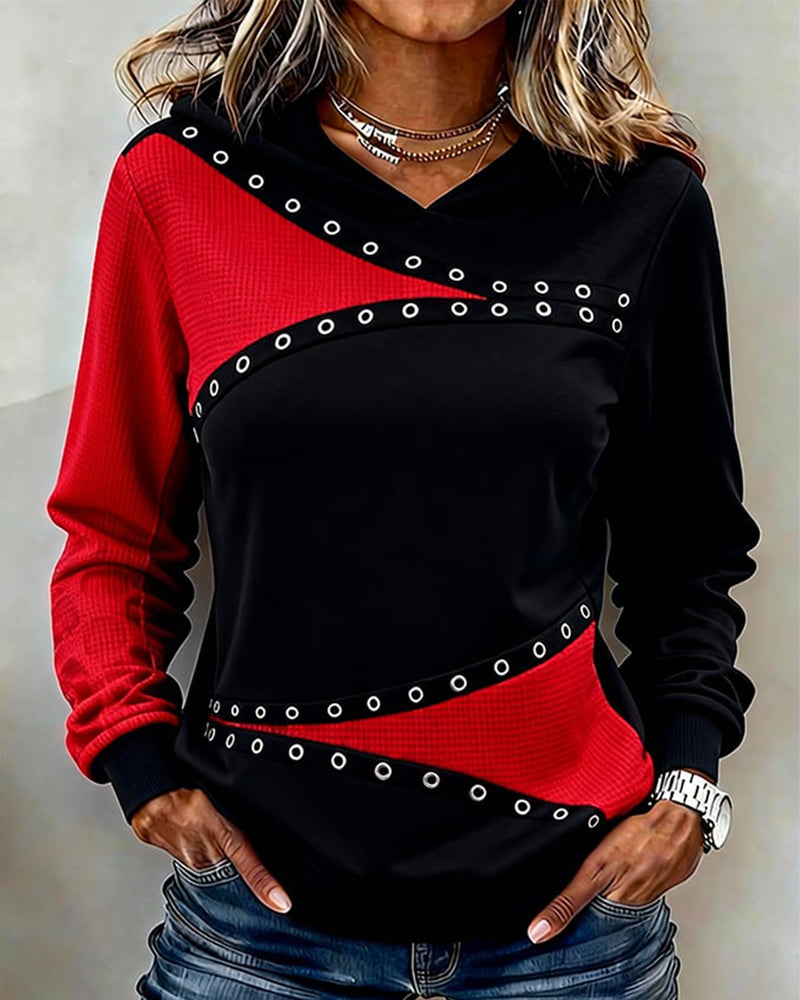 Sweat À Capuche Décontracté À Contraste De Couleurs