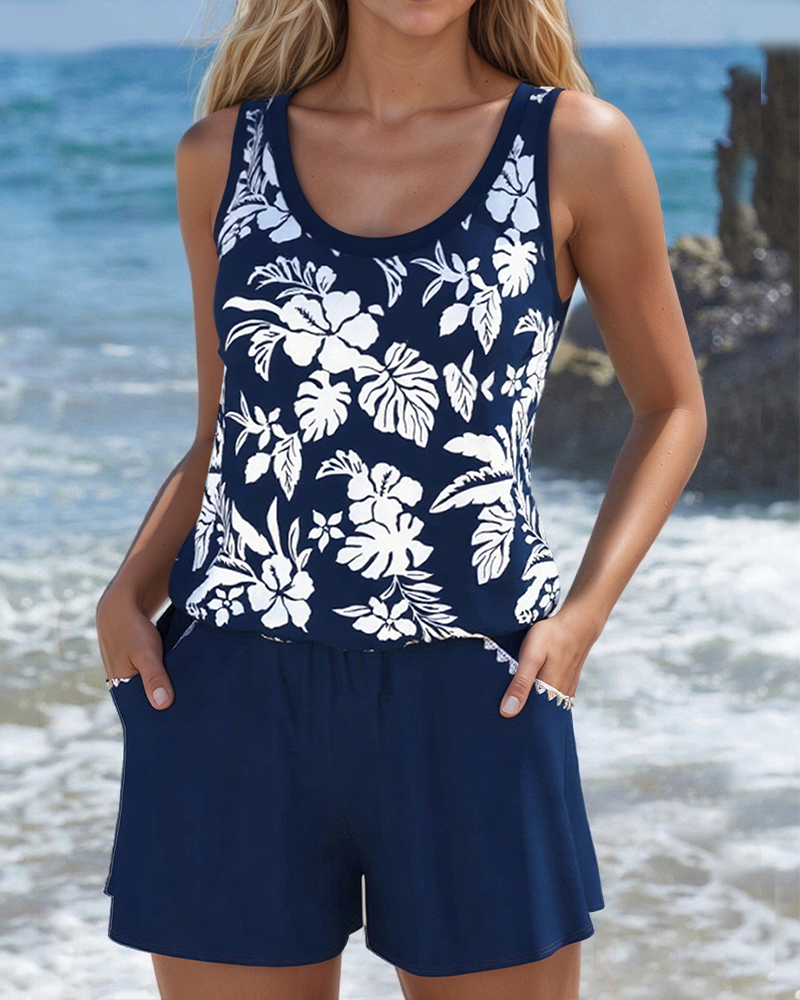 Maillot de Bain Deux Pièces Style Décontracté de Vacances
