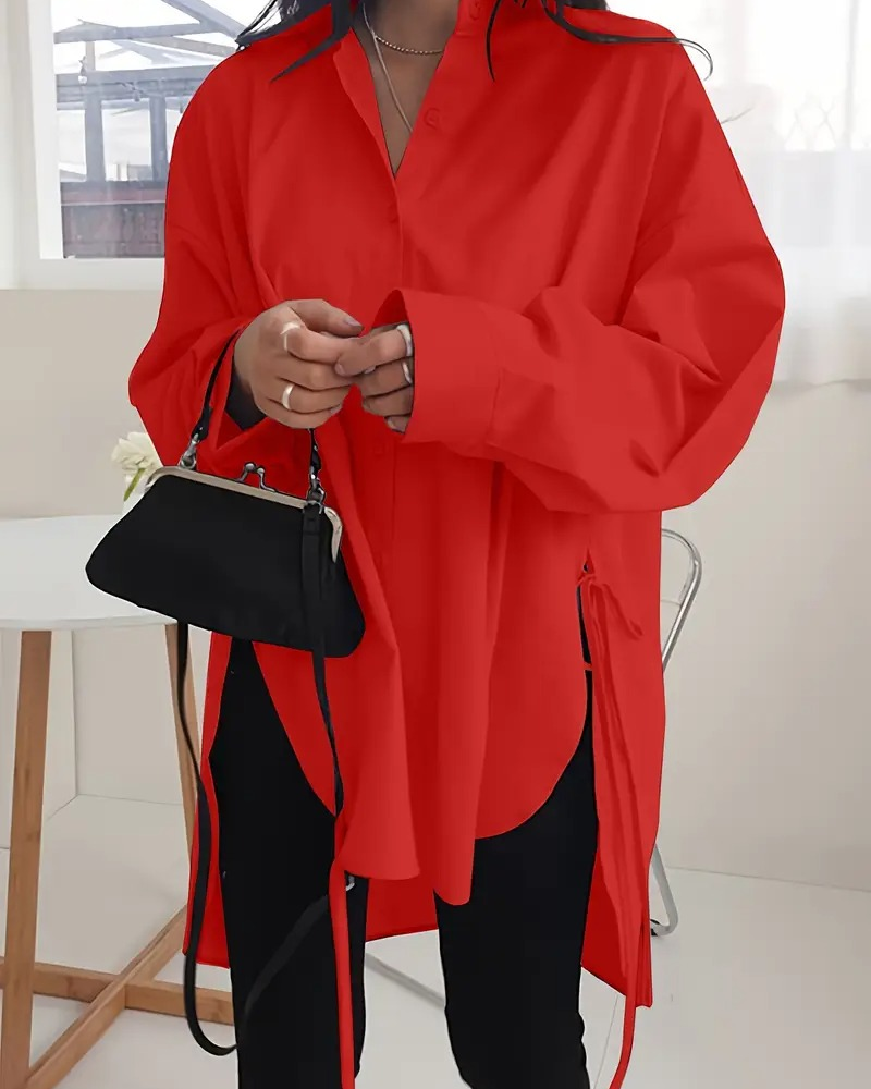 Blouse Revers Noueur Côté Asymétrique