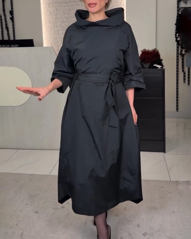 Robe Encolure Évasée À Nouer À La Mode Longue