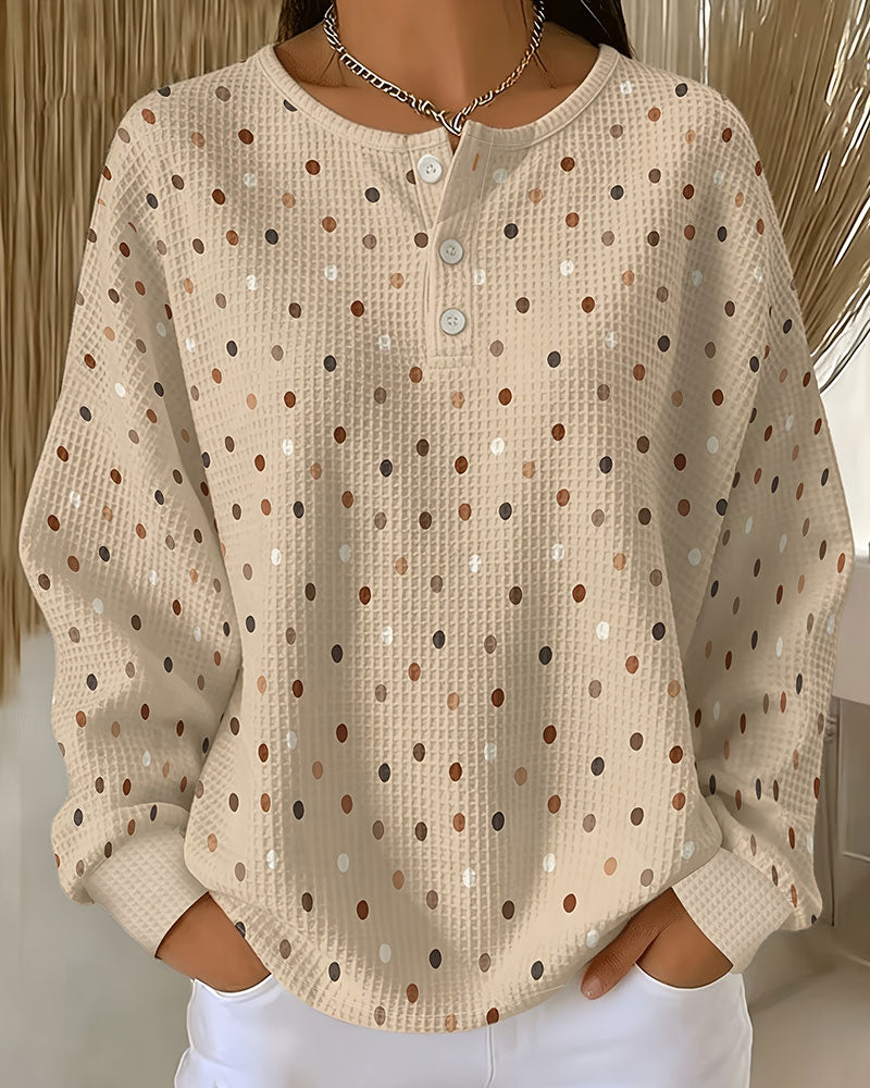 Sweatshirt Col Rond À Pois