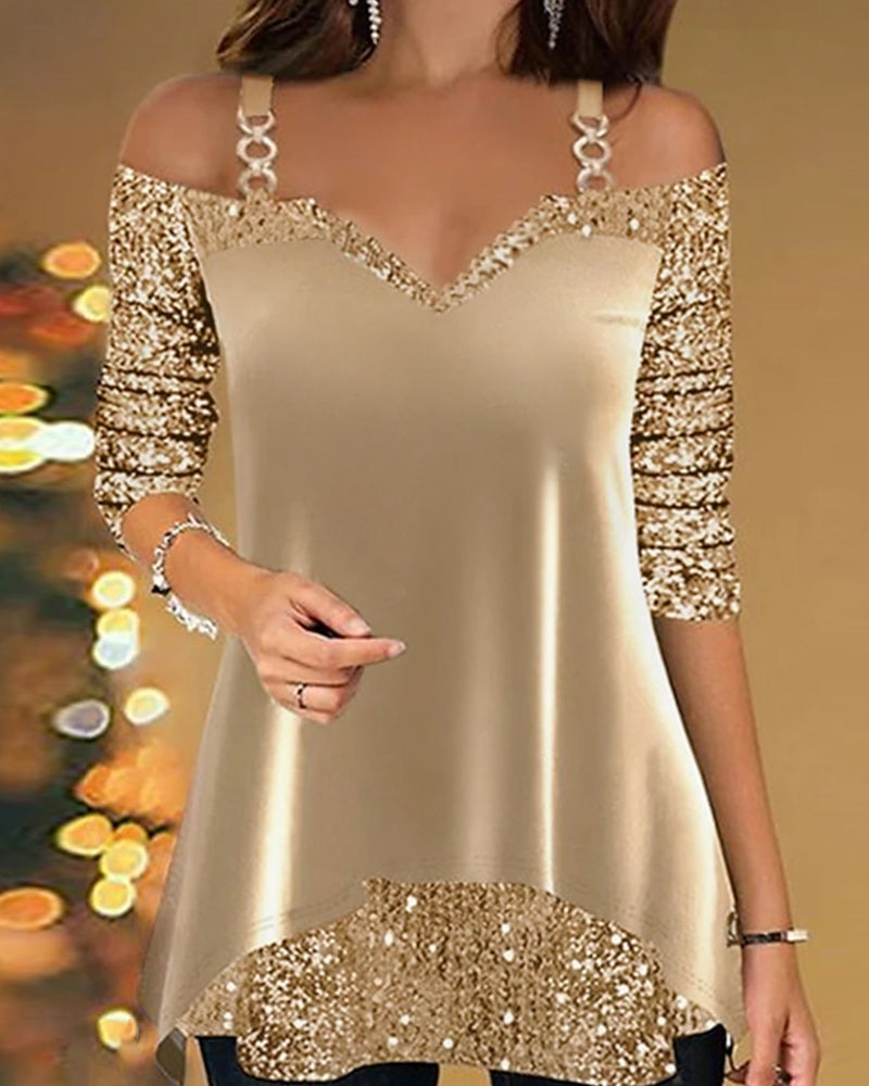 Top patchwork tendance de couleur unie