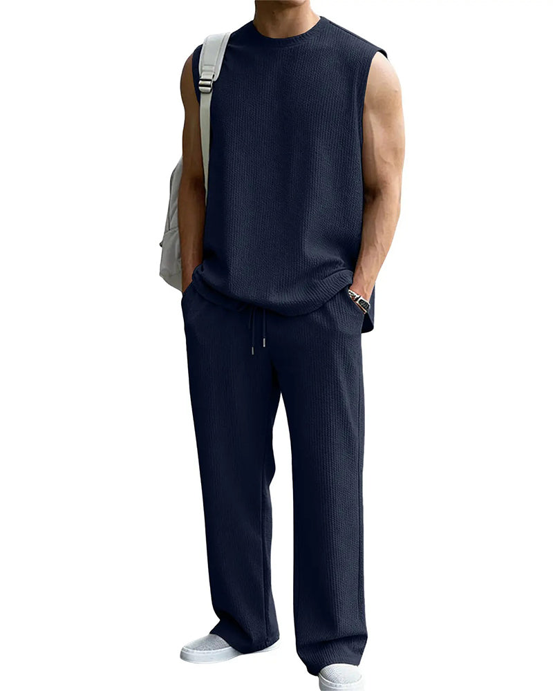 Ensemble Homme Uni Sans Manche