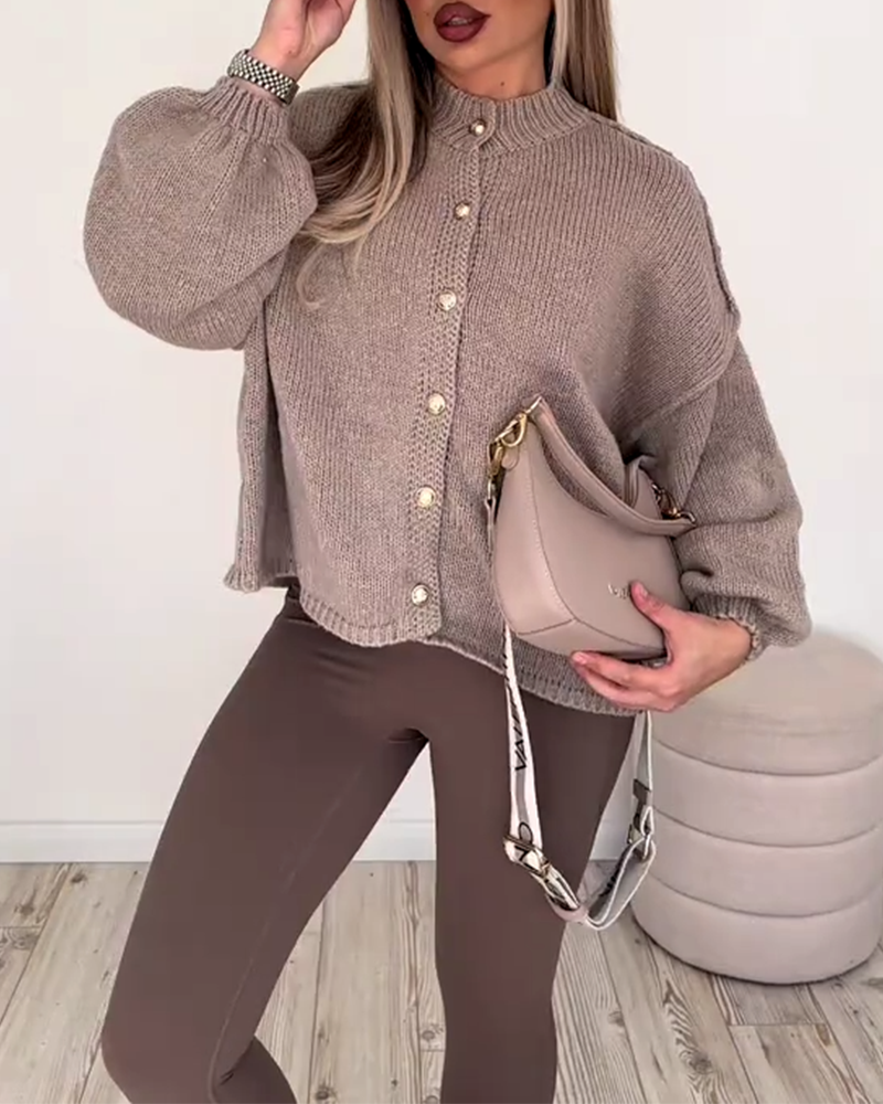 Cardigan mode couleur unie boutonné