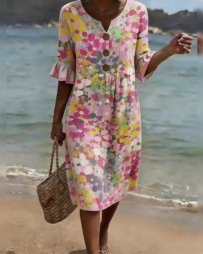 Robe Imprimé Pois Coloré Décontractée