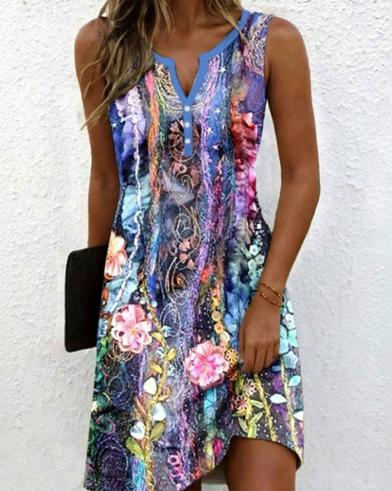 Robe Décontractée avec Imprimerie Mystérieuse