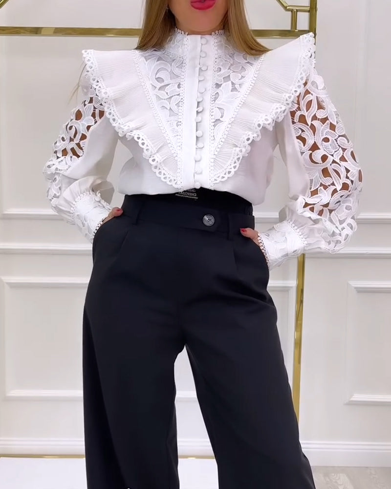 Blouse Style Français Œillet Dentelle