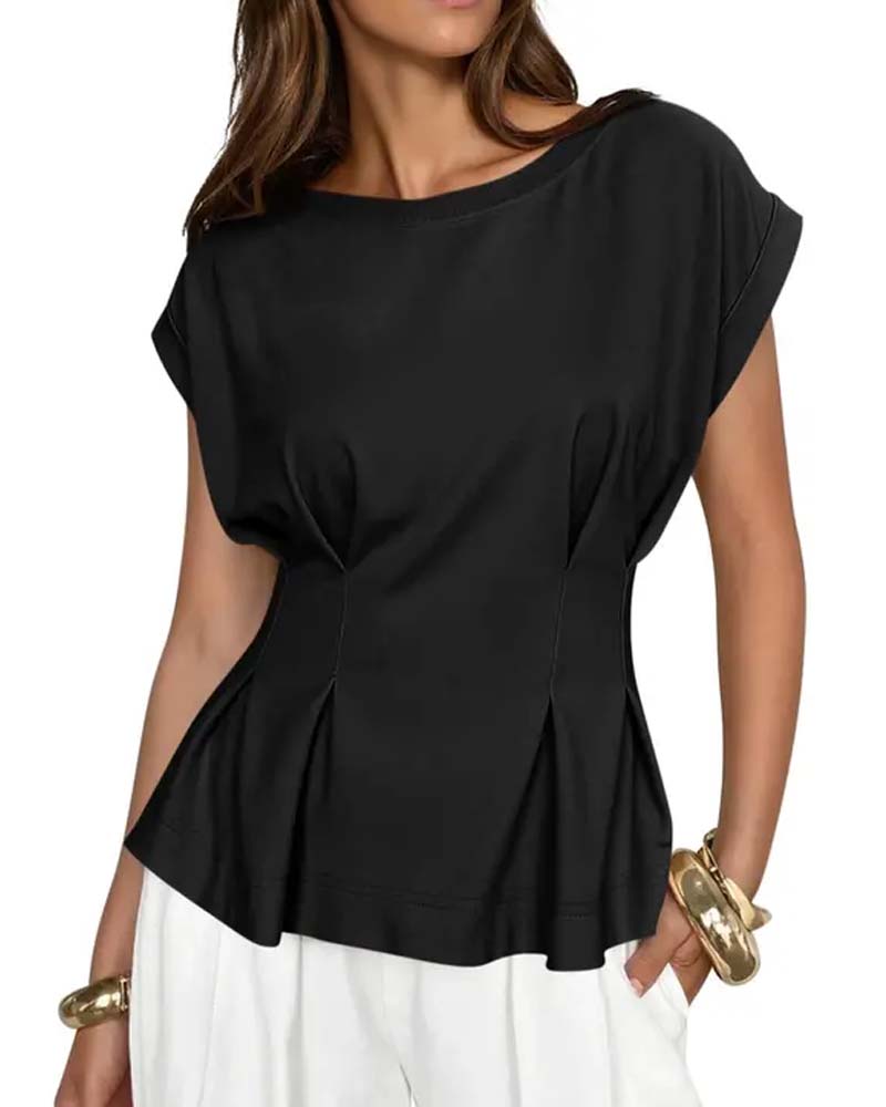 T-Shirt Manche Cape Froncé Taille