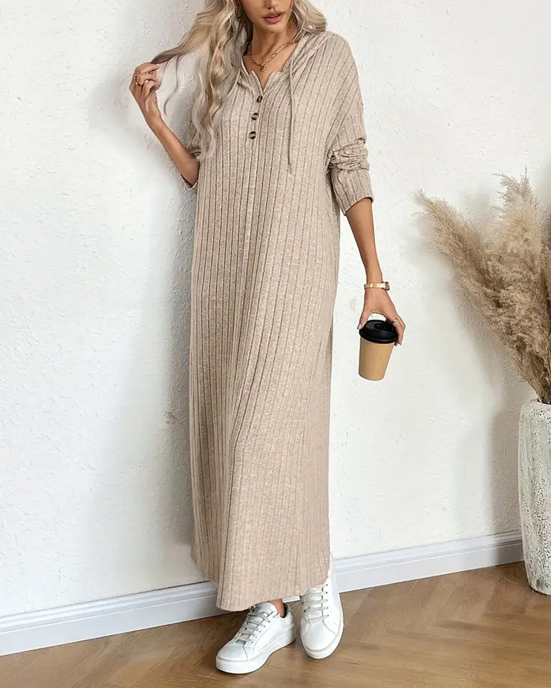 Robe Élégante À Manches Longues Avec Capuche
