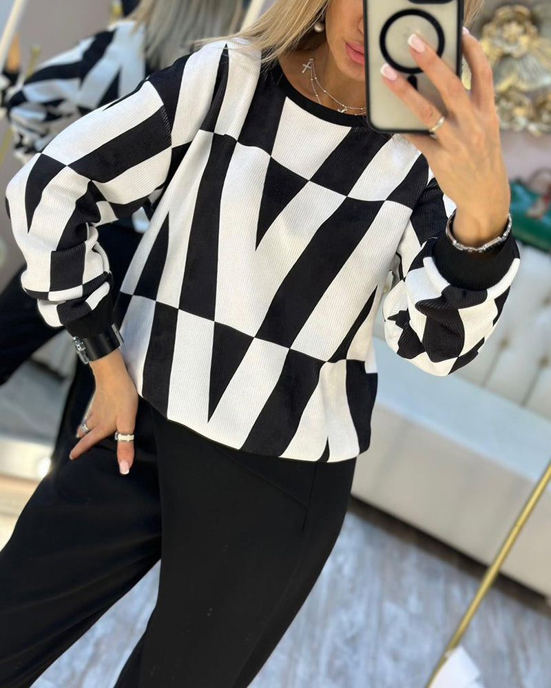 Sweat-shirt ras du cou à imprimé V