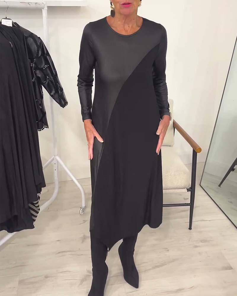 Robe Coupe En Biais Patchwork Longue