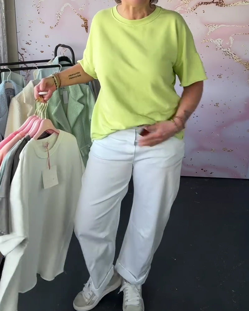 Pantalon Revers Décontractée Stretch Jambe Droite