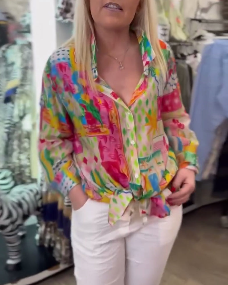 Chemise Colorée Élégante Col Revers