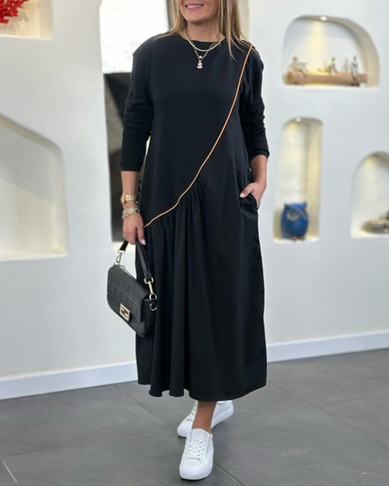 Robe droite avec poche et manches longues