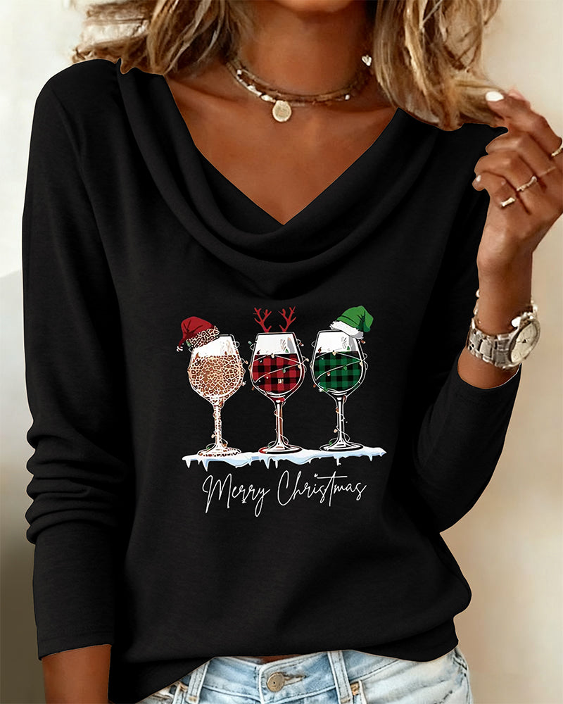Haut à col superposé avec impression verre à vin