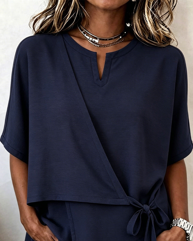 Blouse Décontractée Attache Unie