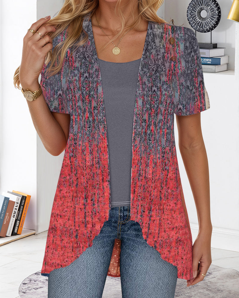 Blouse Fausse Deux-Pièces Manches Courtes Irrégulier