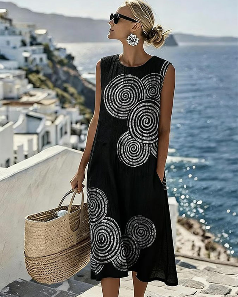 Robe Sans Manches Cercle Imprimé