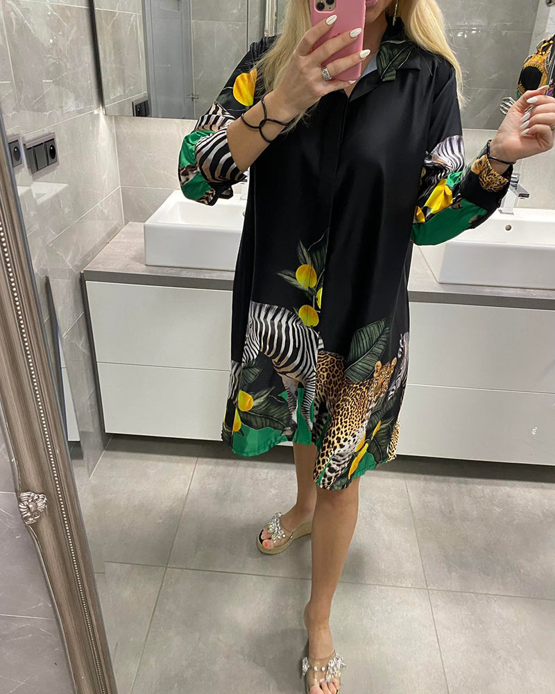 Robe ample imprimée en forme de tigre